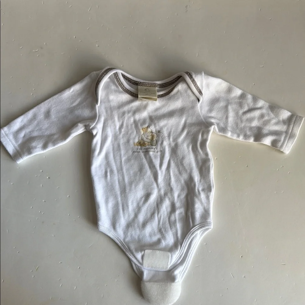 Classic Pooh White Baby Onesie with Winnie the Pooh One Size